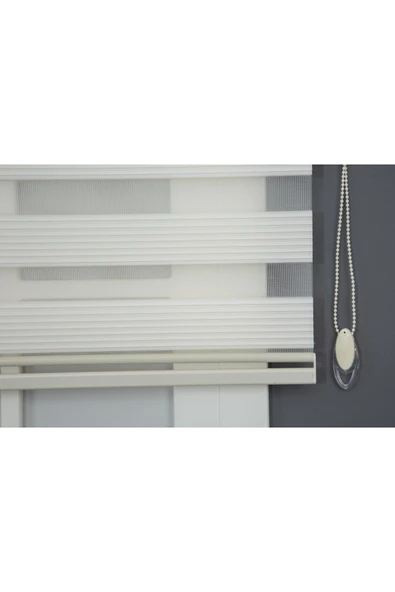 Blind-X Krem Dar Plise Stor Zebra Perde Balkon Perdesi, Oturma Odası Perdesi Alüminyum Dayanıklı Kasa - Resim 3