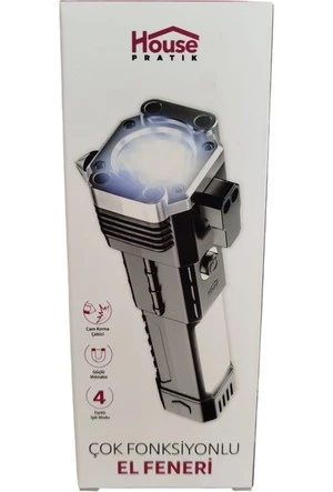 House Pratik hp 71 Çok Fonksiyonlu El Feneri Cam Kırma Çekici 1200Mah