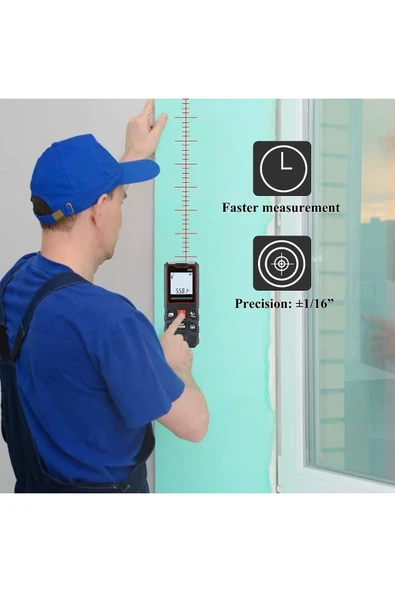 50 Metre Yüksek Hassasiyet Lazer Metre Ölçer LCD Dijital Ekran Su Terazili Lazermetre - 6