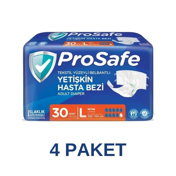 Prosafe Belbantlı Büyük Boy L 30'lu 4 Adet Hasta Bezi - 1