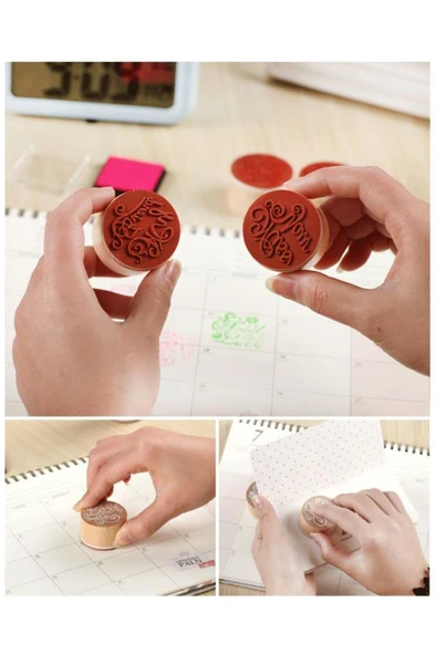 Ahşap Damga 3’lü Mühür Set Love - Miss You - Thank You Temalı - Resim 4