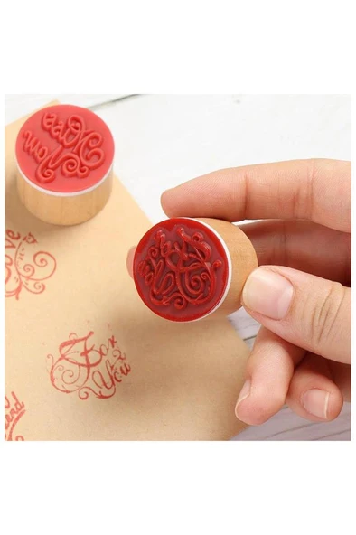 Ahşap Damga 3’lü Mühür Set Love - Miss You - Thank You Temalı - Resim 11
