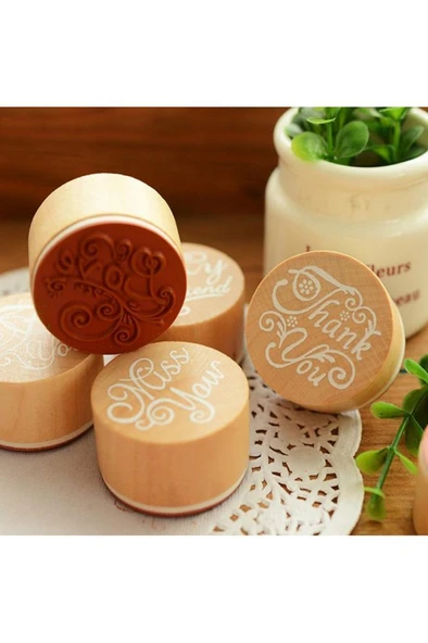Ahşap Damga 3’lü Mühür Set Love - Miss You - Thank You Temalı - Resim 10