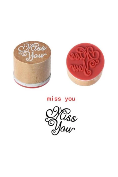 Ahşap Damga 3’lü Mühür Set Love - Miss You - Thank You Temalı - Resim 6