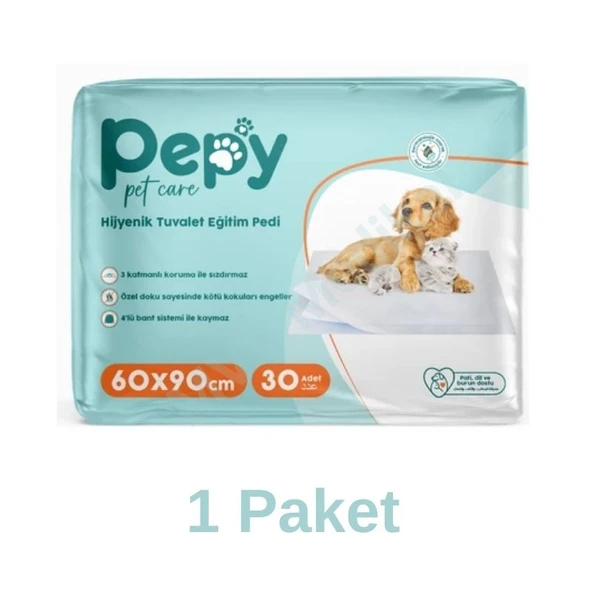 PEPY Hijyenik Yapışkanlı Tuvalet Eğitim Pedi Köpek / Kedi Çiş Pedi 30 Adet