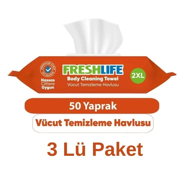 FRESHLİFE Vücut Temizleme Havlusu 3x50 (150 Yaprak)