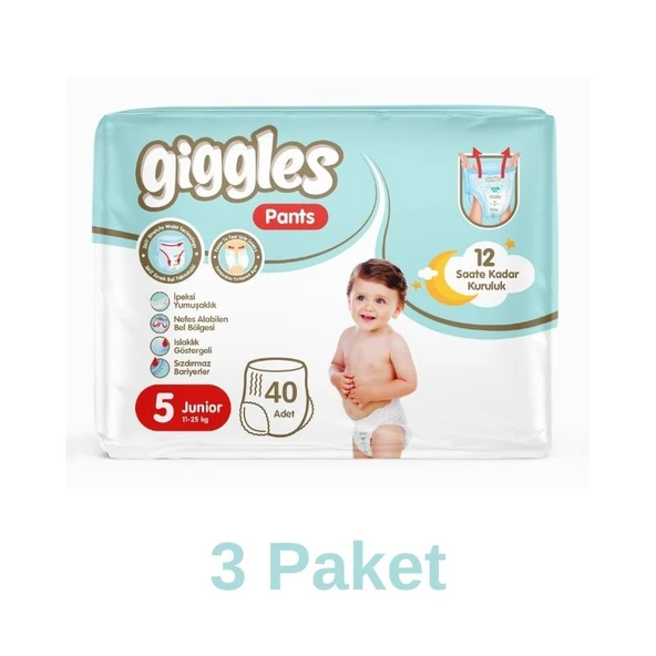 GİGGLES Natural 5 Numara Junior 3 Paket 120 Adet