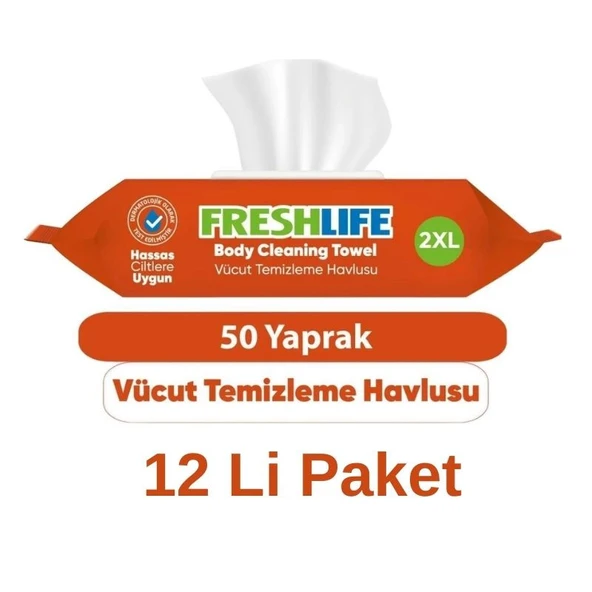 FRESHLİFE Vücut Temizleme Havlusu 12x50 (600 Yaprak)