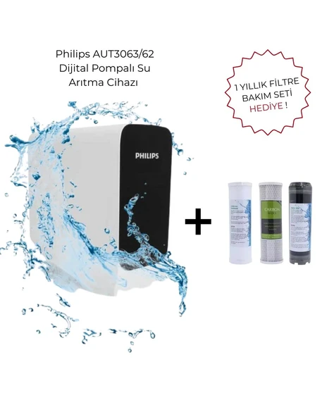Philips AUT3063/62 Dijital Pompalı Su Arıtma Cihazı  + Filtre Bakım Seti HEDİYELİ