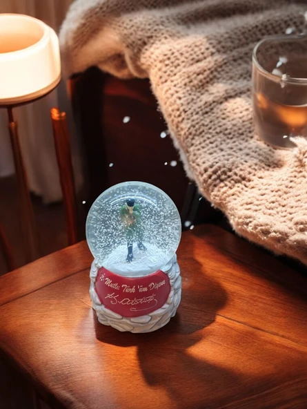 Atatürk fotoğrafı temalı  Işıklı ,izmir marşlı,müzikli Büyük Boy Kar küre - Resim 8