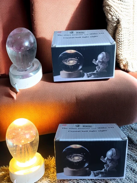 Deniz  anası temalı ışıklı ahşap altlıklı kar küre - Resim 2