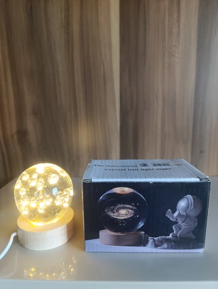 Ahşap altlıklı ışıklı küre - Resim 6