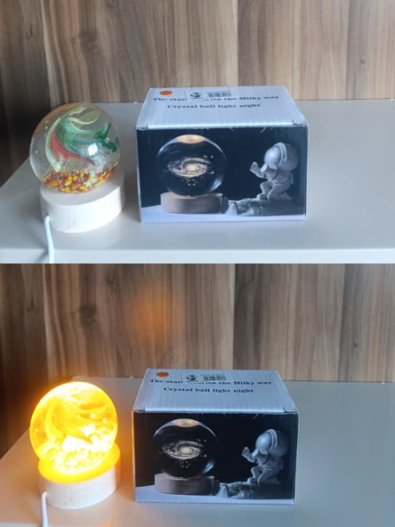 Ahşap altlıklı ışıklı küre - Resim 6