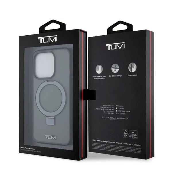 TUMI iPhone 15 Pro Kılıf TUMI Orjinal Lisanslı M-safe Şarj Özellikli PC TPU Metal Logolu Ring Standlı Kapak - Resim 8