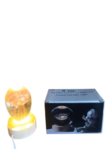 Deniz  anası temalı ışıklı ahşap altlıklı kar küre - Resim 4