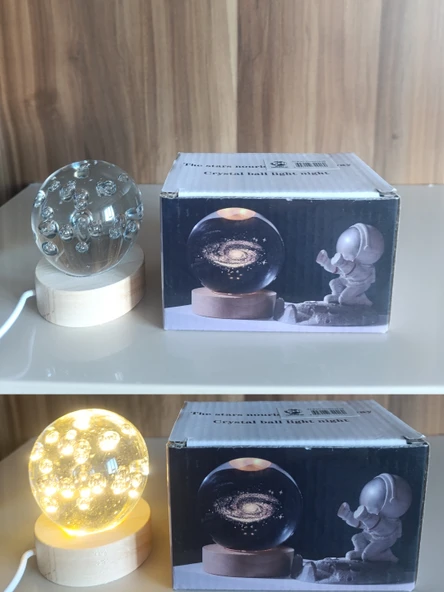 Ahşap altlıklı ışıklı küre - Resim 9