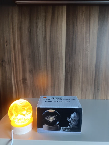 Ahşap altlıklı ışıklı küre - Resim 7