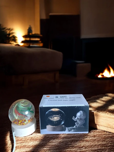 Ahşap altlıklı ışıklı küre - Resim 2