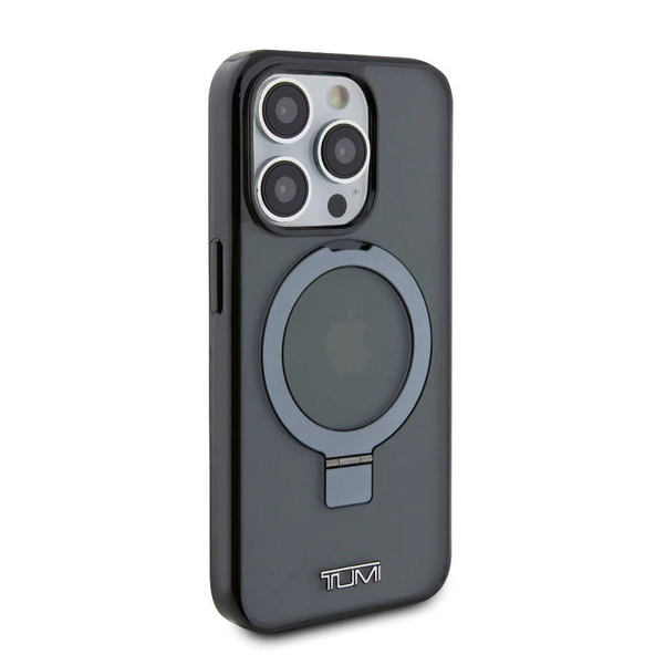 TUMI iPhone 15 Pro Kılıf TUMI Orjinal Lisanslı M-safe Şarj Özellikli PC TPU Metal Logolu Ring Standlı Kapak - Resim 5