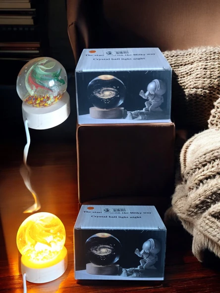 Ahşap altlıklı ışıklı küre - Resim 5