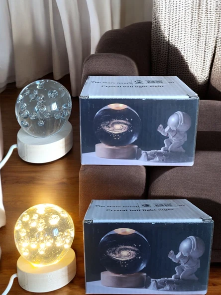 Ahşap altlıklı ışıklı küre - Resim 2