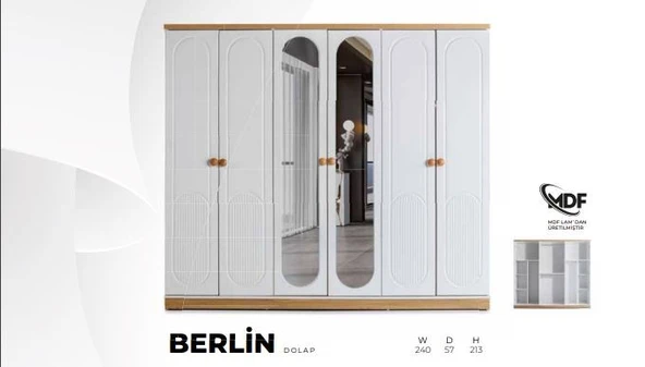 BERLİN MDF 6 KAPILI DOLAP