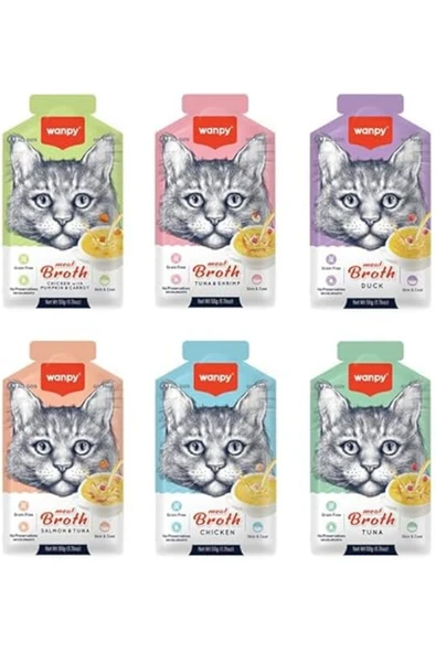 Wanpy Karışık Aromalı Kedi Çorbası  Sıvı Kedi Ödülü 50 Gr x 6 Adet - 3
