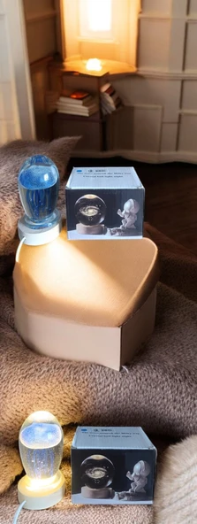 Ahşap altlıklı ışıklı küre - Resim 2