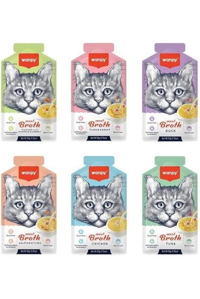 Wanpy Karışık Aromalı Kedi Çorbası  Sıvı Kedi Ödülü 50 Gr x 6 Adet - 2
