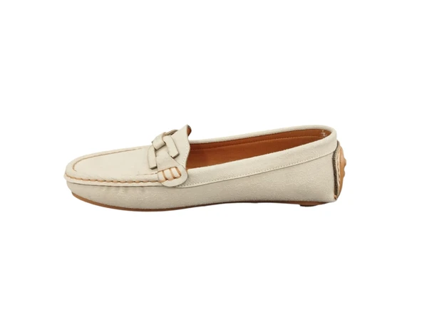 Punto 312118Z Toka Detaylı Dikişli Yumuşak İç Pedli Hakiki Süet Günlük Kadın Babet Loafer Ayakkabı - 6