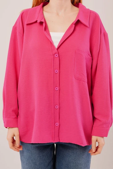 Basic Oversize Fuşya Gömlek - 4