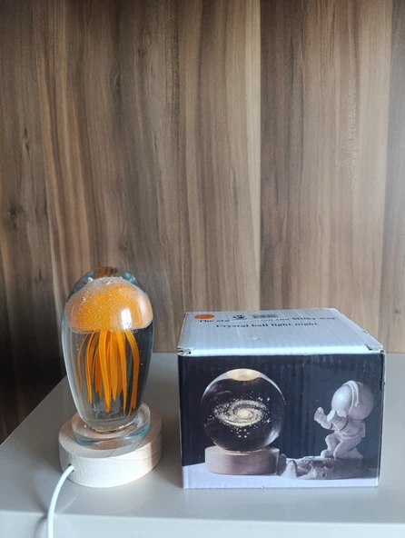 Ahşap altlıklı ışıklı küre - Resim 4