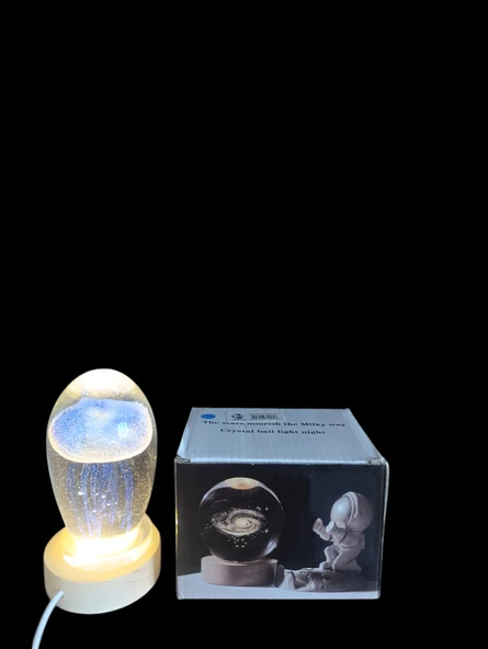 Ahşap altlıklı ışıklı küre - Resim 3