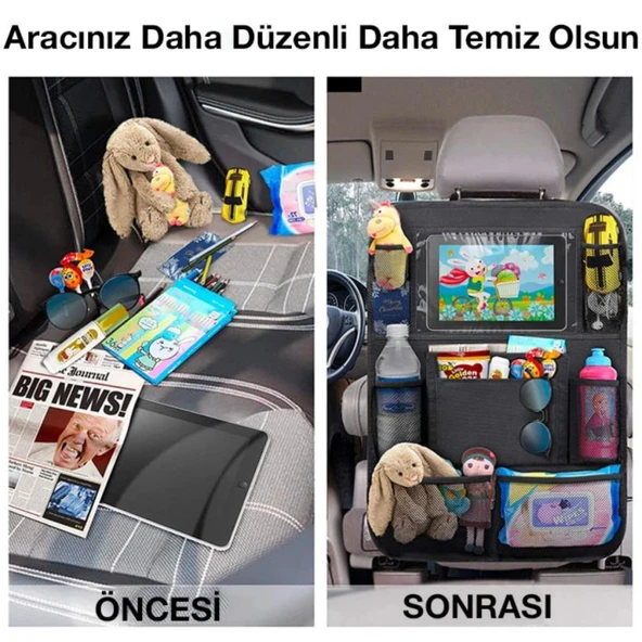 Polham 2 Adet Set Araç İçi Arka Koltuk İçin 8 Bölmeli Organizer, Su Geçirmez, Kolay Temizlenir Eşya Düzenleyici - 2