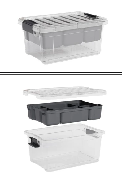Flora Kilitli Bölmeli Saklama Kutusu, Bujiteri Takı İlaç Dikiş İp Kaşık Hırdavat Organizer 6,25 Litre - 3