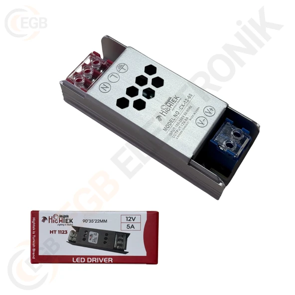 HIGHTEK HT-1123 12V 5A Ultra Slim Trafo 2 Çıkışlı