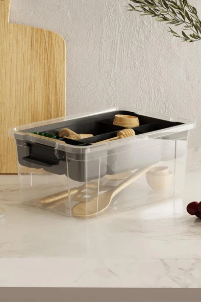 Flora Kilitli Bölmeli Saklama Kutusu, Bujiteri Takı İlaç Dikiş İp Kaşık Hırdavat Organizer 6,25 Litre - 5