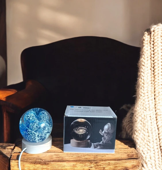 Ahşap altlıklı ışıklı küre - Resim 5