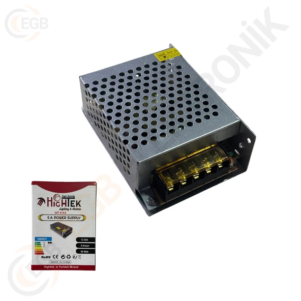 HIGHTEK HT-1113 Metal Kasa Adaptör 12 Volt 5 Amper