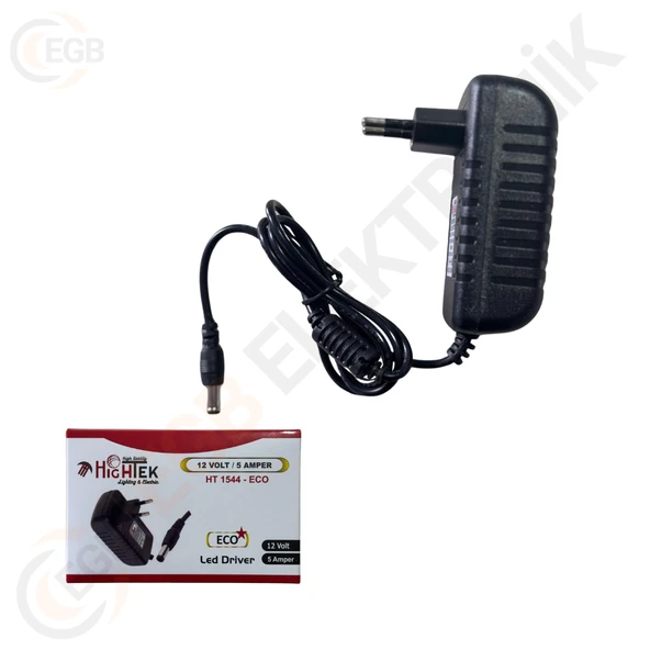 HIGHTEK HT-1544 Eco Adaptör 12 Volt 5 Amper 5.5x2.5mm