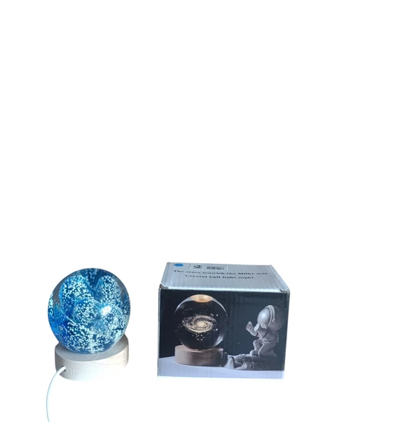 Ahşap altlıklı ışıklı küre - Resim 3