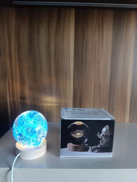 Ahşap altlıklı ışıklı küre - Resim 2