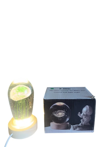 Ahşap altlıklı ışıklı küre - Resim 5