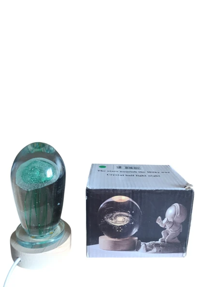 Ahşap altlıklı ışıklı küre - Resim 6