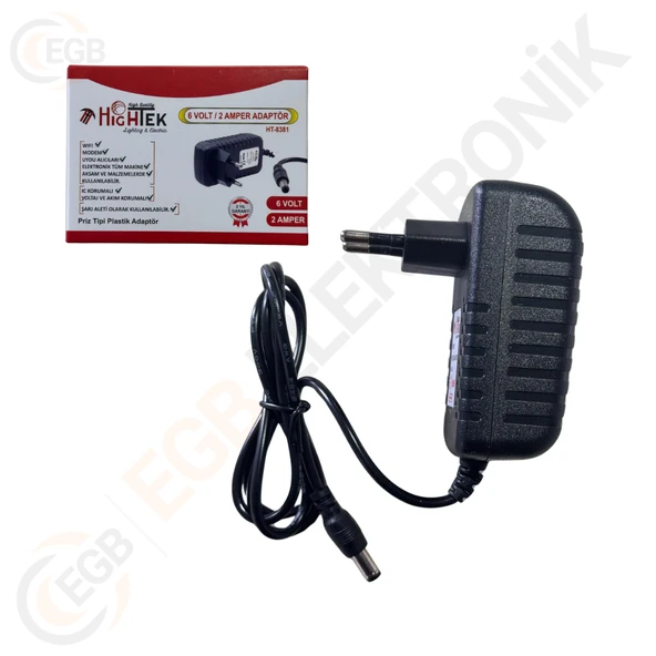 HIGHTEK HT-8381 Adaptör 6 Volt 2 Amper 5.5x2.5mm