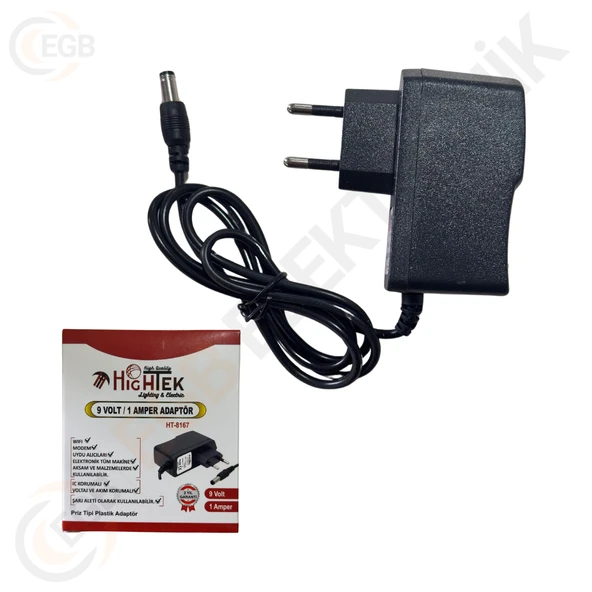 HIGHTEK HT-8167 Adaptör 9 Volt 1 Amper 5.5x2.5mm