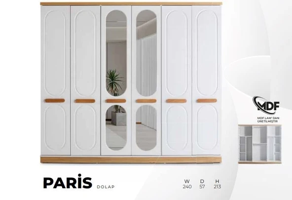 PARİS MDF 6 KAPILI DOLAP