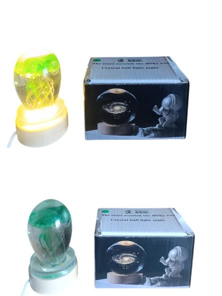 Ahşap altlıklı ışıklı küre - Resim 3