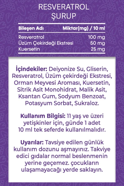 VİTİSFERA Resveratrol Şurup Orman Meyveleri Aromalı 150 ml - Resim 4