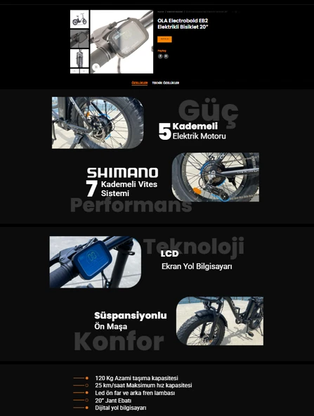 Ola Electrobold EB2 250 W Elektrikli Bisiklet - Resim 8